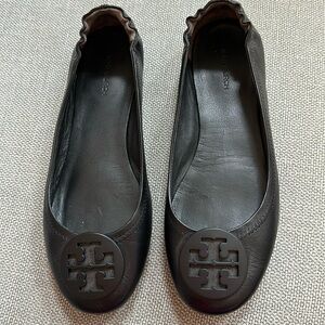 Tory Burch MINNIE TRAVEL BALLET black flats size 8